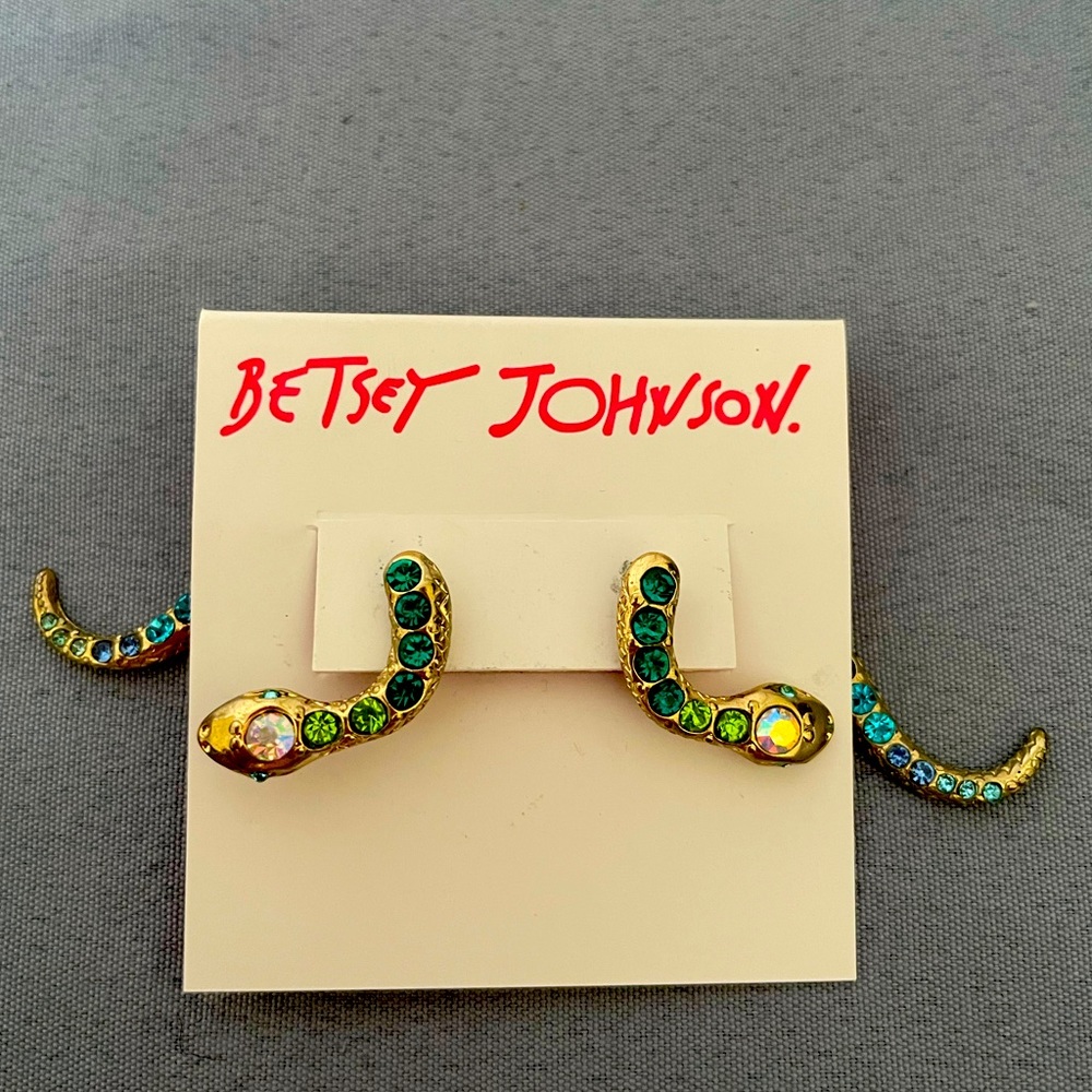 NWT Authentic Betsey Johnson Snake Jeweled Earring